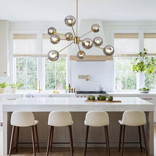 BOKT 10 Lights Mid Century Modern Large Smoke Grey Sputnik Chandelier Brushed...