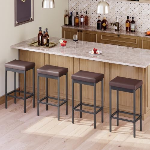 HOOBRO Bar Stools, Set of 2 Barstools, 24.8-Inch Height Stools, Breakfast Bar...