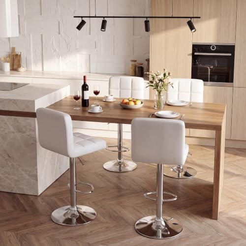 Homall Bar Stools Set of 4, Modern PU Leather Adjustable Swivel Barstools wit...