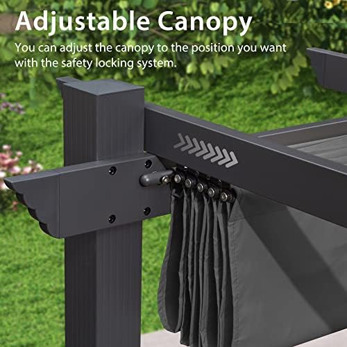 PURPLE LEAF Outdoor Pergola 12' X 18' Retractable Canopy Aluminum, Gray