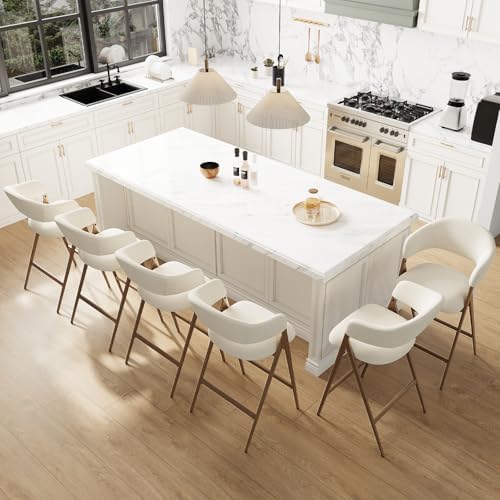 COLAMY Bar Stools Set of 2, 26" Counter Height Barstools with Backs, Mod...