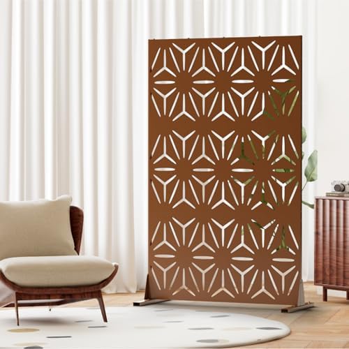 Metal Privacy Screen for Outdoor Freestanding 72" H x 44" W Patio M...