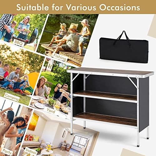 COSTWAY Folding Picnic Table, Portable Camping Table with Carry Bag