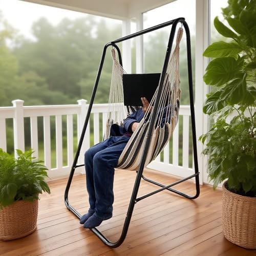 Hammock Chair with Stand,Hammock Chair Stand with Hanging Swing Chair Include...