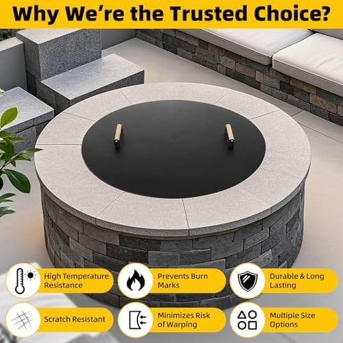G GOOD GAIN Firepit Lid Round 34 Inch,Rust Resistant Fire Pit Lid Cover