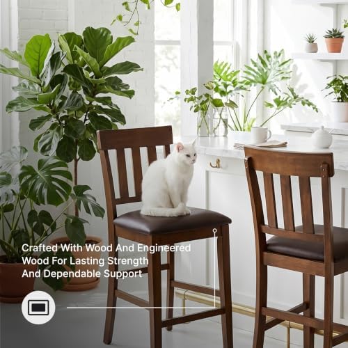 Signature Design by Ashley Counter Height Bar Stool, Set of 2, Slat Back