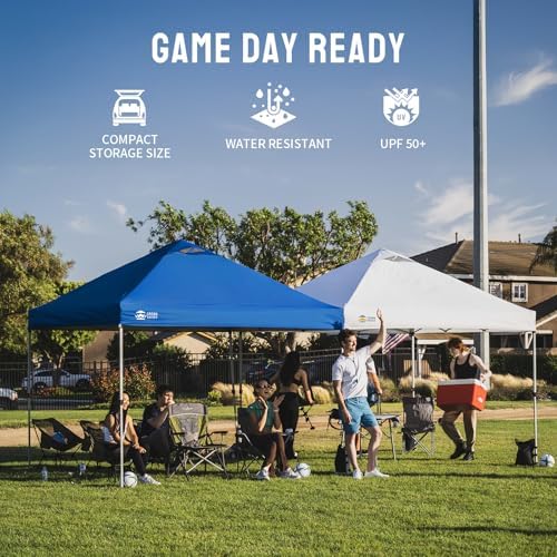 CROWN SHADES 10x10 Pop Up Canopy Tent with One Push Setup, Blue