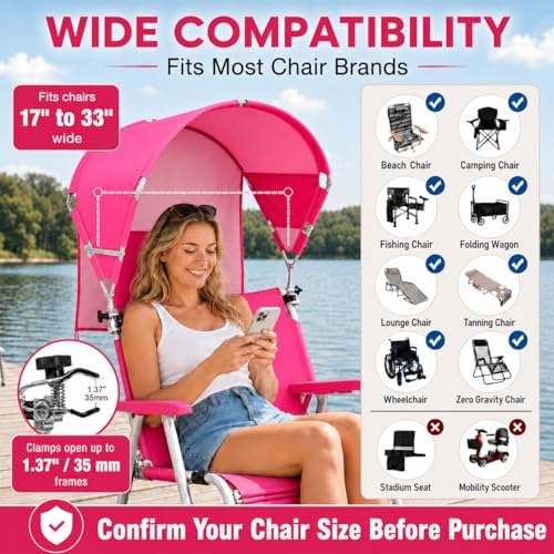 Universal Wind-Resistant Chair Umbrella Canopy, Foldable Portable UPF 50+ Sun...
