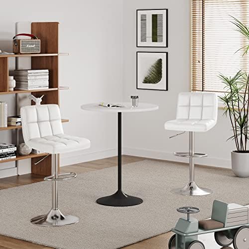Furmax Bar Stools Modern Pu Leather Swivel Adjustable Hydraulic Bar Stool Squ...