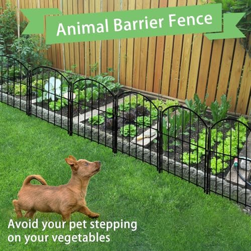 Decorative Garden Fence 17in(H)x13in(W), 26 Pack Rustproof Metal No Dig Fence...