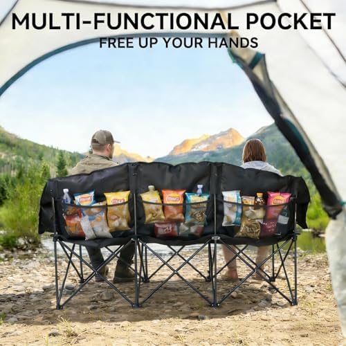 Oversized 3 Person Camping Chair Double Camp Loveseat Lawn Chair