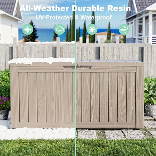 EasyUp 150 Gal Deck Box Waterproof Outdoor Storage Box Gray