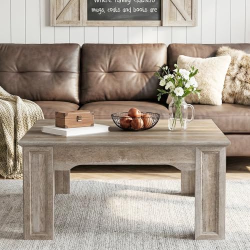 39.4''Square Coffee Tables for Living Room, Large Grey Coffee Table