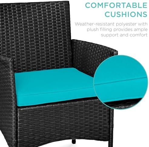 Best Choice Products 3-Piece Outdoor Wicker Conversation Bistro Set, Space Sa...