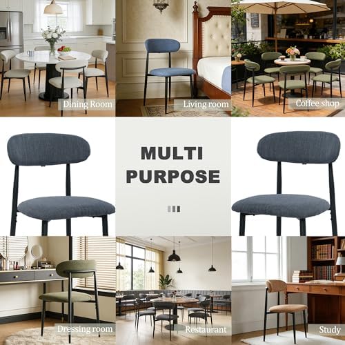 FREKEN Modern Upholstered Dining Chairs Set of 8, Mid-Century Metal Frame Lin...