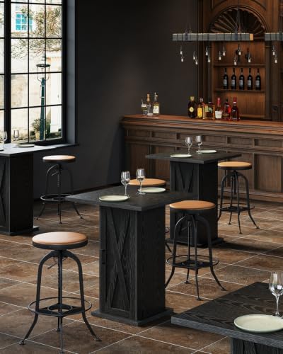 LITTLE TREE Bar Table with Storage Cabinet, 39.4" H Square High Top Pub ...