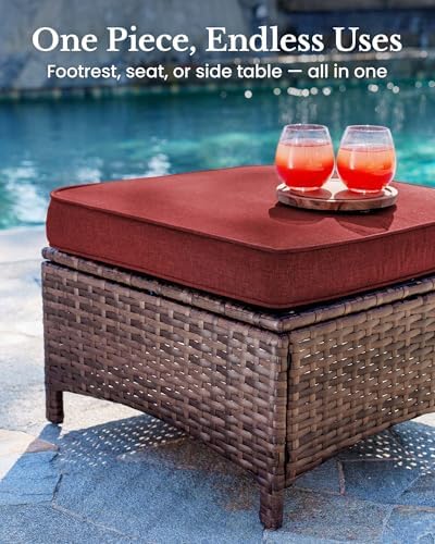 HILLGA 7-Piece Luxury Patio Furniture Set with 6" Thick Cushions, Weathe...