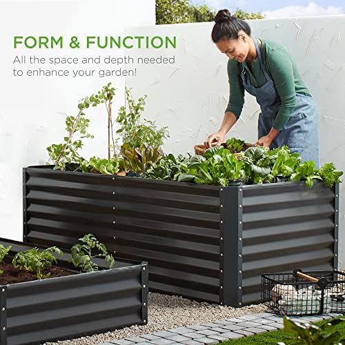 Best Choice Products 6x3x2ft Outdoor Metal Raised Garden Bed, Deep Root Box P...