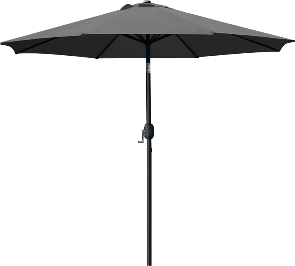 Sunnyglade 9' Patio Umbrella Outdoor Table Umbrella with 8 Ribs Grey