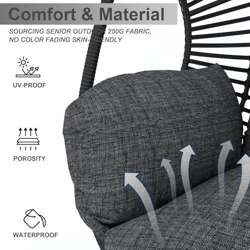 Hanging Egg Chair with Stand - Egg Swing Chair Outdoor Indoor Patio Wicker Ch...