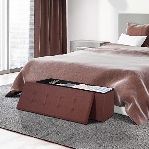 SUPER DEAL 43 Inches Foldable Storage Ottoman Bench - 660 LBS Collapsible Spa...