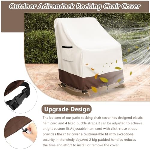 Outdoor Adirondack Rocking Chair Cover 2 Pack, Heavy Duty 600D Waterproof Pat...