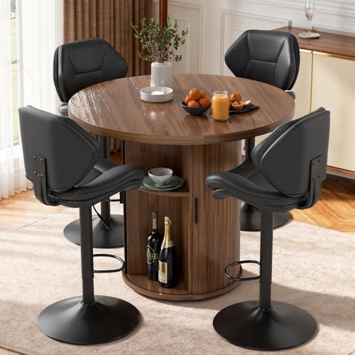 Nalupatio Swivel Bar Stools Set of 2, Double-Layer Filled Upholstered Bar Sto...
