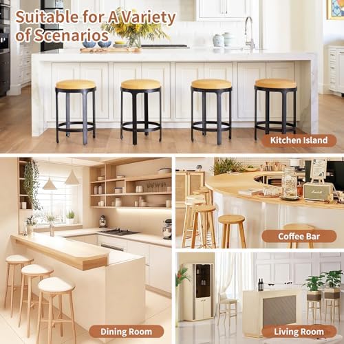 Furnilivng 24'' Bar Stools Set of 3, Modern Boucle Counter Height Bar...