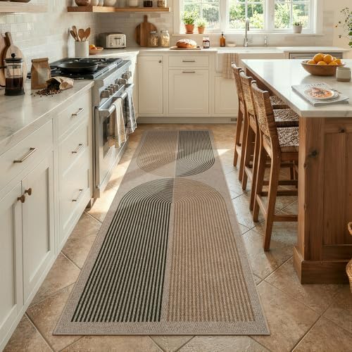 Lahome Enfys Modern Rainbow Easy Jute Rug, 2x8 Hallway Runner Washable Rugs f...