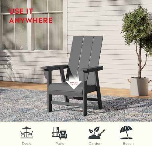 Costaelm Fire Pit Chairs, Outdoor Chair HDPE Adirondack Chair, Modern Patio P...