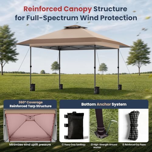 PHI VILLA 13x13 Pop Up Canopy Tent, Instant Outdoor Easy One Push Tents