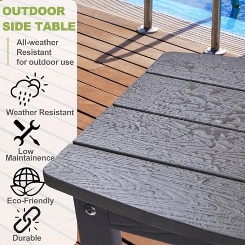 Y&M Outdoor Side Table, HIPS Adirondack Small Double Layer Table, Waterpr...