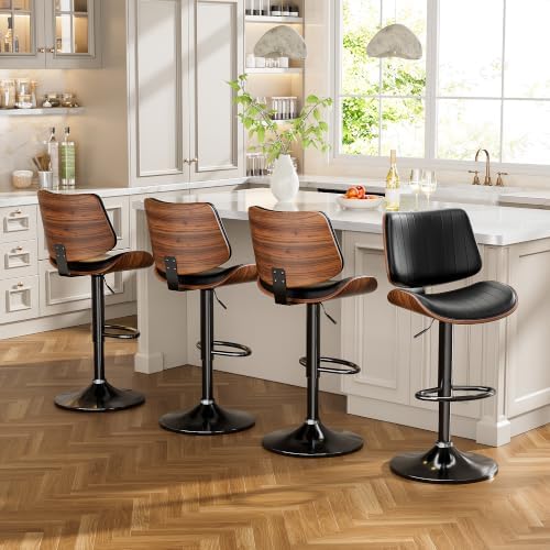 YaFiti Bentwood Swivel Bar Stools Set of 2, Bar Stools for Kitchen, Black