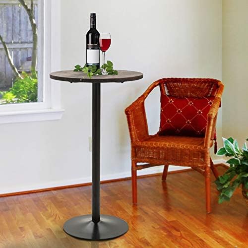HOMCOM 42" H Round Bar Table, Solid Wood High Top Pub Table, Black
