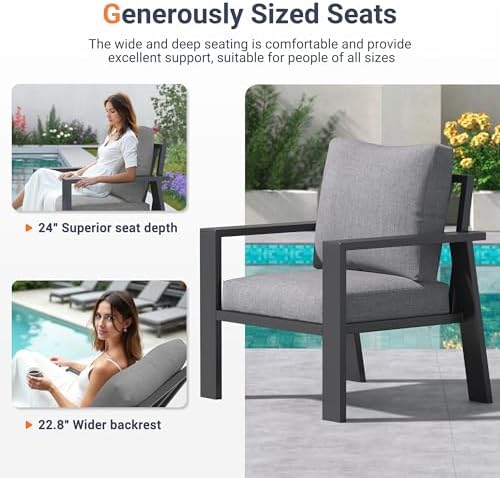 UDPATIO Aluminum Outdoor Patio Furniture Set 5 Pieces Metal Conversation Sets...