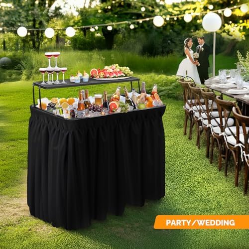 VINGLI Portable Cooler Table with Extra Storage Shelf, Alloy Steel, Black, Pi...