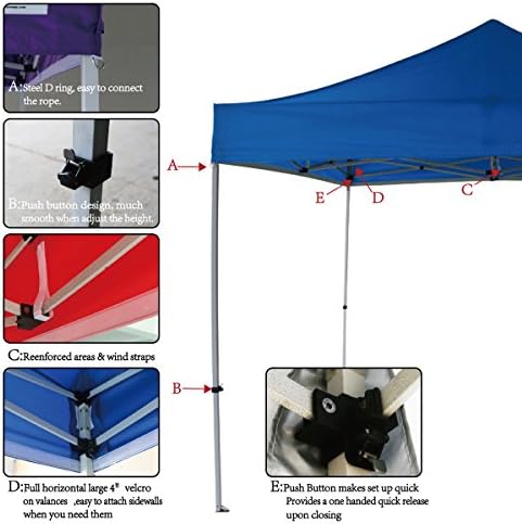 10'x10' Pop Up Canopy Tent Commercial Instant Shelter, with 4 Removab...