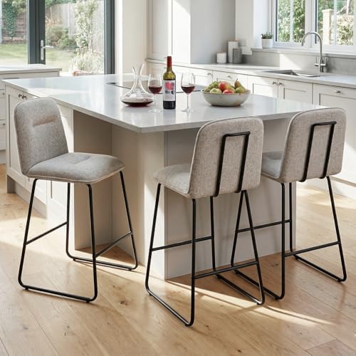 Bar Stools Set of 2, 26" Counter Height Bar Stools with Back, Modern Lin...