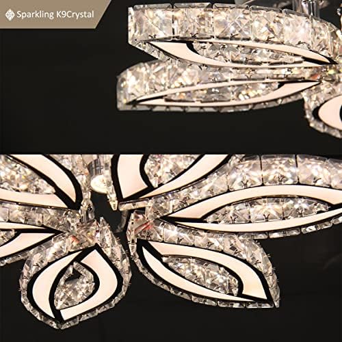 CLAIRDAI 20" Dimmable Crystal Flower Chandelier Ceiling Light