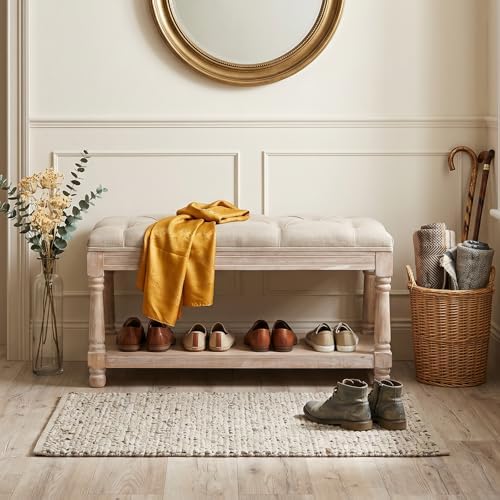chairus Storage Bench 31.5" W Button Tufted Small Entryway Bench with Wo...