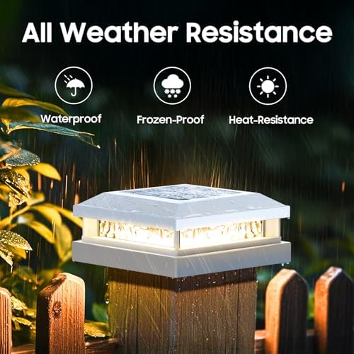 Solar Post Cap Lights 12 Pack for 4x4 4.5x4.5 5x5 Vinyl/Wood Posts, White