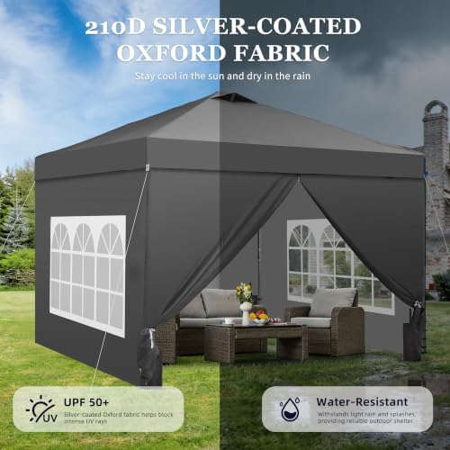 10x10ft Pop-Up Canopy Tent with 4 Side Walls — Easy Setup, Outdoor Portable G...
