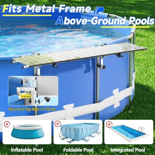 FUQUN Above Ground Pool Table, 47" x 11.7" Stainless Steel Poolside...