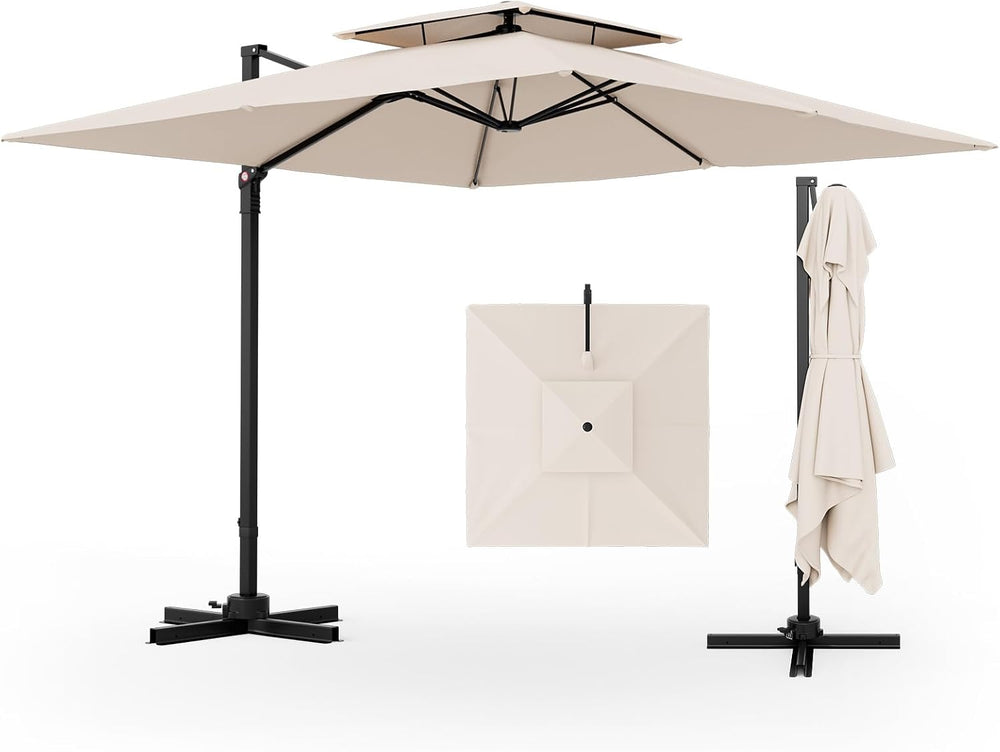 Tangkula 9.5 FT Cantilever Patio Umbrella, Outdoor Square Offset Umbrella wit...