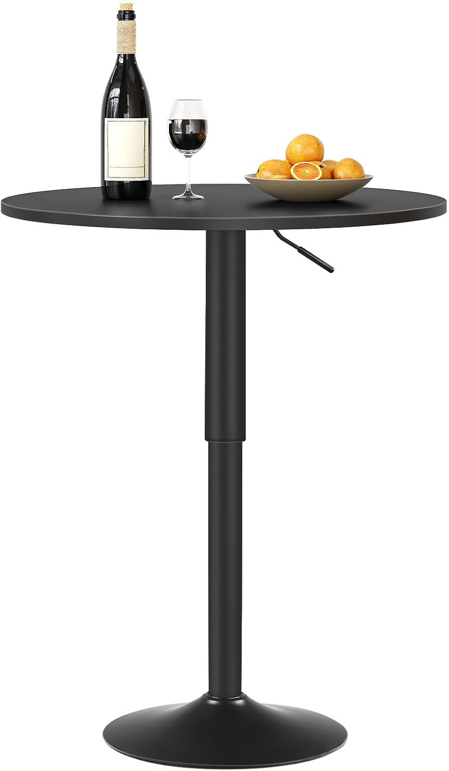 HOOBRO Bar Table, Height-Adjustable Round Pub Table 27-35.4 Inches, Cocktail ...