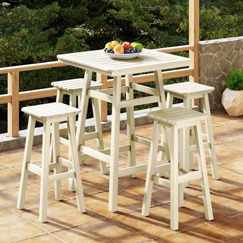 Costaelm Outdoor Bar Table, 42" Counter Height Square Patio Cocktail Bar...