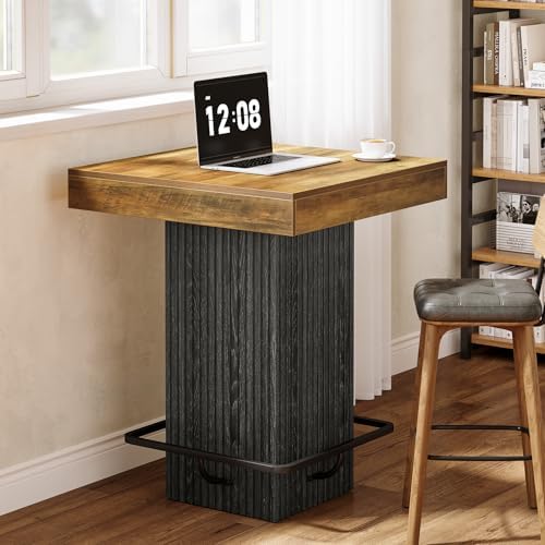 Tribesigns Square Bar Table, Kitchen Dining Table, Industrial Counter Height ...