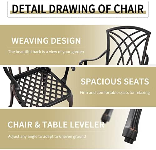 3 Piece Bistro Set Cast Alumiunm Bistro Table and Chairs Set 2