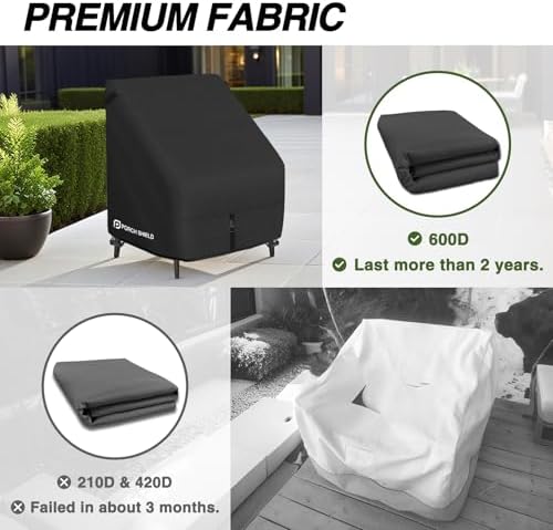 Porch Shield Waterproof Patio Chair Cover 4 Pack 30W x 33D x 34H in, Black
