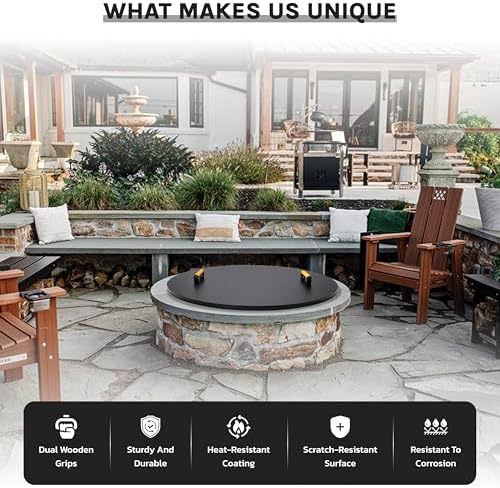 FEBTECH - 30" Round Fire Pit Lid - Heat Resistant Fire Pit Cover Round